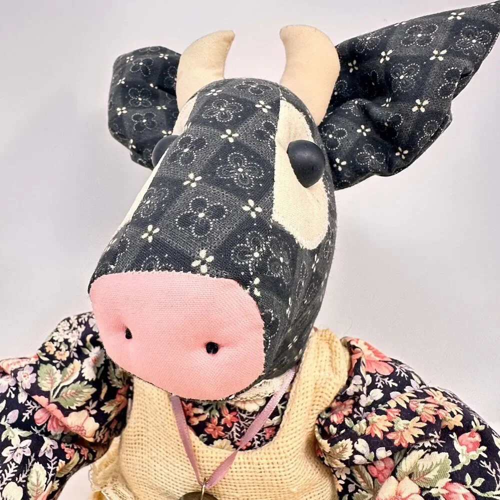 Vintage Handmade Primitive Fabric Cow Doll Country Folk Art Farmhouse Decor 18